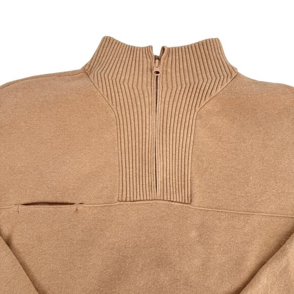 LUNYA‎ Cozy Cotton Silk Pullover 1/4 Zip Sweater Tan Size Large - Picture 4 of 10
